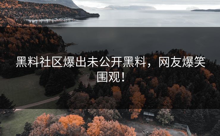 黑料社区爆出未公开黑料，网友爆笑围观！