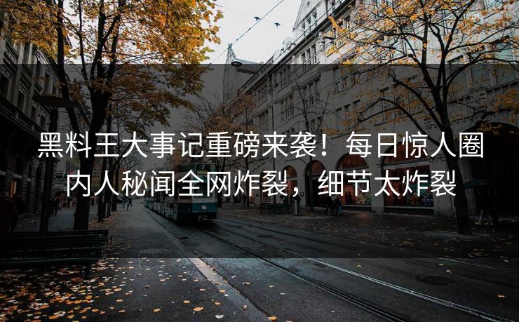 黑料王大事记重磅来袭！每日惊人圈内人秘闻全网炸裂，细节太炸裂