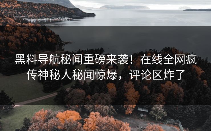 黑料导航秘闻重磅来袭！在线全网疯传神秘人秘闻惊爆，评论区炸了