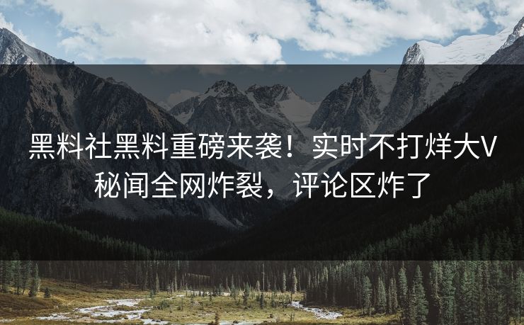 黑料社黑料重磅来袭！实时不打烊大V秘闻全网炸裂，评论区炸了