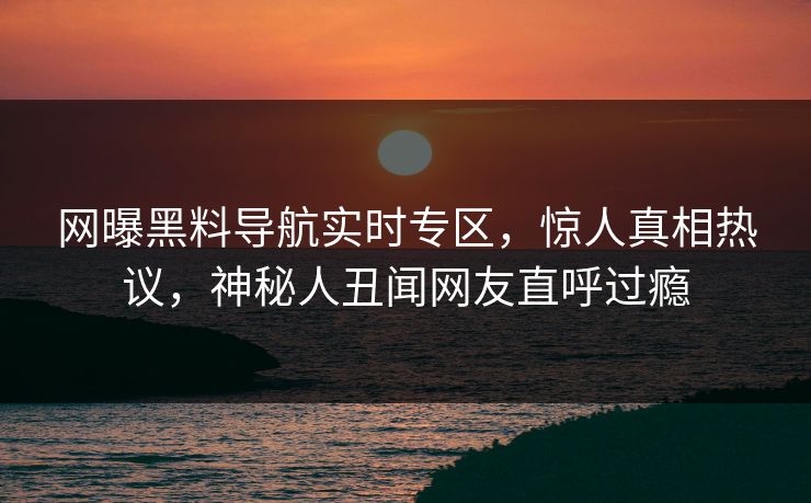 网曝黑料导航实时专区，惊人真相热议，神秘人丑闻网友直呼过瘾