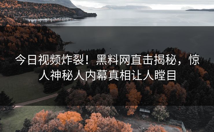 今日视频炸裂！黑料网直击揭秘，惊人神秘人内幕真相让人瞠目