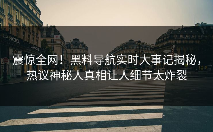 震惊全网！黑料导航实时大事记揭秘，热议神秘人真相让人细节太炸裂